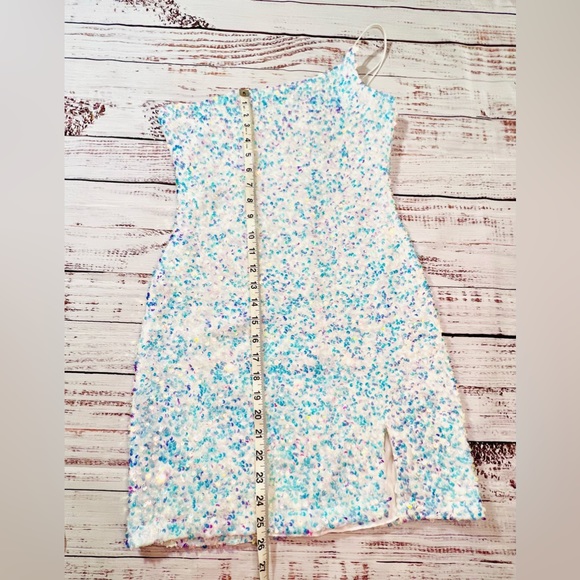 Women's one shoulder sequin bodycon dress NYE medium white - Picture 9 of 12